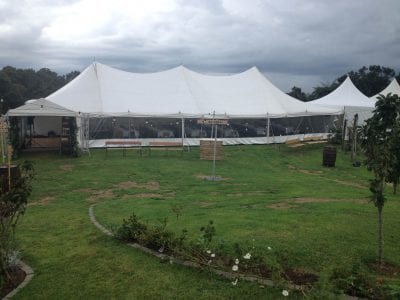 white marquee for rustic wedding