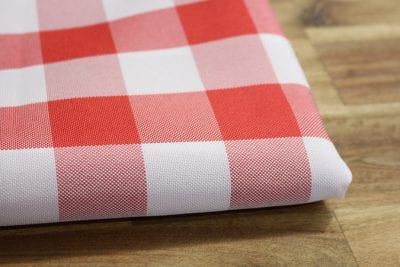 red and white check table cloth