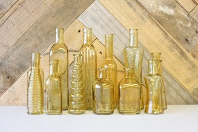 amber coloured vintage bottles