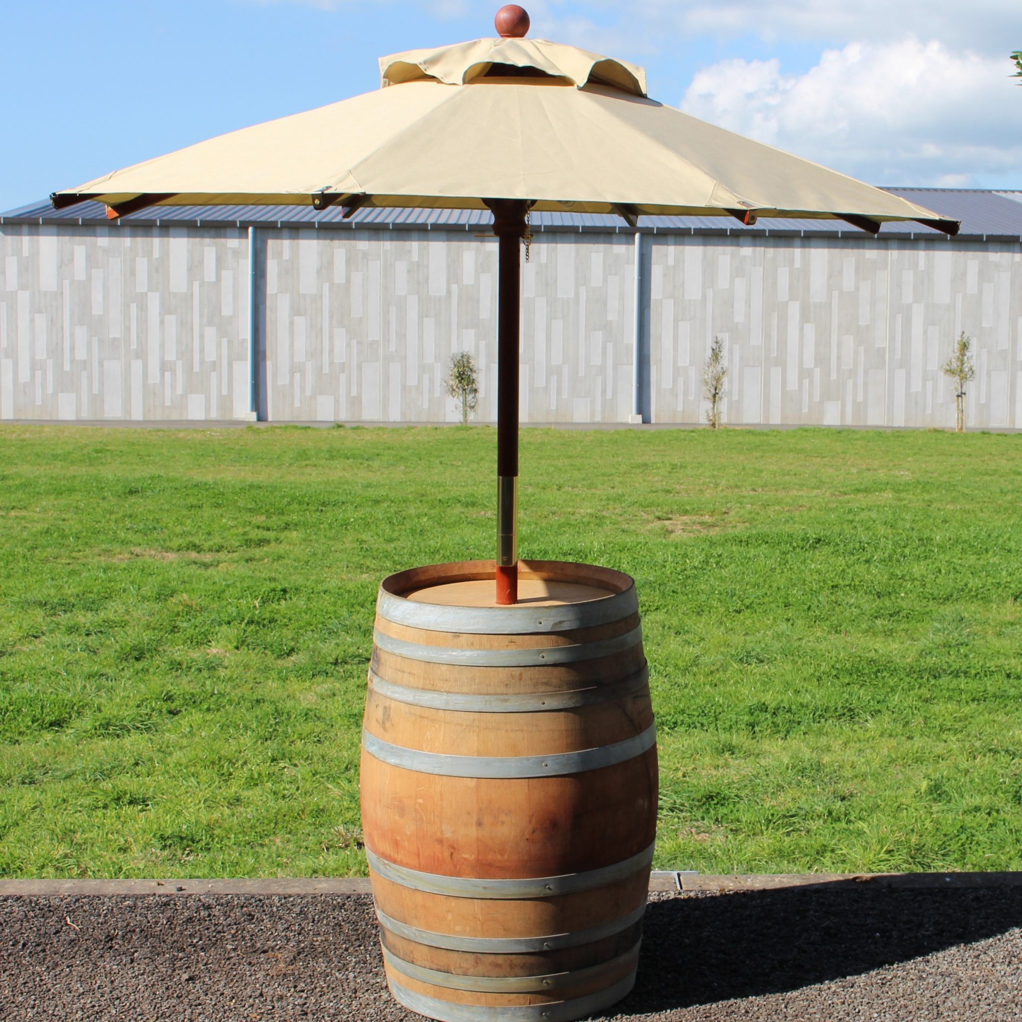Wine Barrel w/ Umbrella Dobsons Marquee & Party Hire